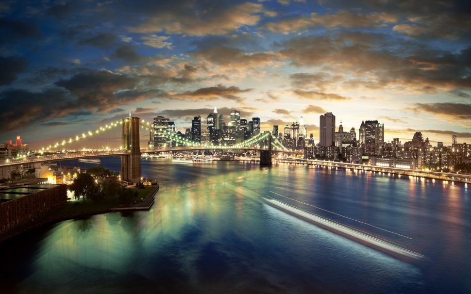 Brooklyn Bridge New York wallpaper,night HD wallpaper,sua HD wallpaper,america HD wallpaper,usa HD wallpaper,2560x1600 wallpaper