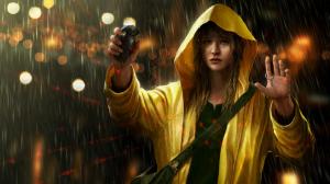 Girl, Raining, Cry, Weapon, Long Hair, Yellow Clothes wallpaper thumb
