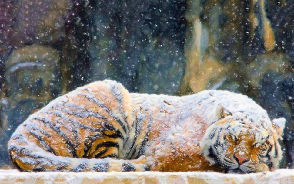 Art Paintings Tiger Winter Snow Flakes Picture Gallery wallpaper,cats HD wallpaper,flakes HD wallpaper,gallery HD wallpaper,paintings HD wallpaper,picture HD wallpaper,snow HD wallpaper,tiger HD wallpaper,winter HD wallpaper,1920x1200 wallpaper