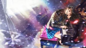 Touma Kazusa, White Album, Anime Girls, Piano, Sad wallpaper thumb
