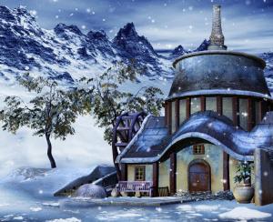 Houses Winter Snow 3D Graphics wallpaper thumb