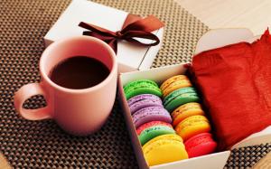 Cakes, cookies, dessert, colorful colors, cup, coffee, gift wallpaper thumb