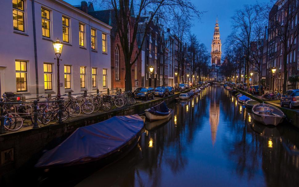 Amsterdam, Holland, houses, boat, river, night wallpaper,Amsterdam HD wallpaper,Holland HD wallpaper,Houses HD wallpaper,Boat HD wallpaper,River HD wallpaper,Night HD wallpaper,1920x1200 wallpaper
