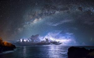 Nature, Landscape, Starry Night, Milky Way, Galaxy, Sea, Coast wallpaper thumb
