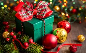 Happy New Year, Merry Christmas, decoration, box, gift, balls wallpaper thumb