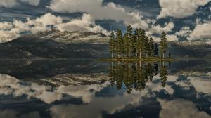 Trees Lake Mountains Reflection Clouds HD wallpaper thumb
