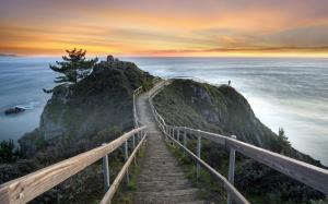 United States, California, Mill Valley, sunset, sea, stairs wallpaper thumb
