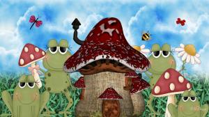 Frogs Mushroom House wallpaper thumb