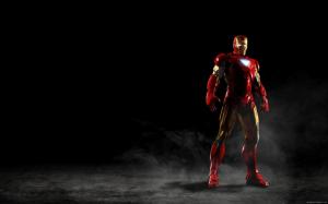 Red Iron Man on black background wallpaper thumb