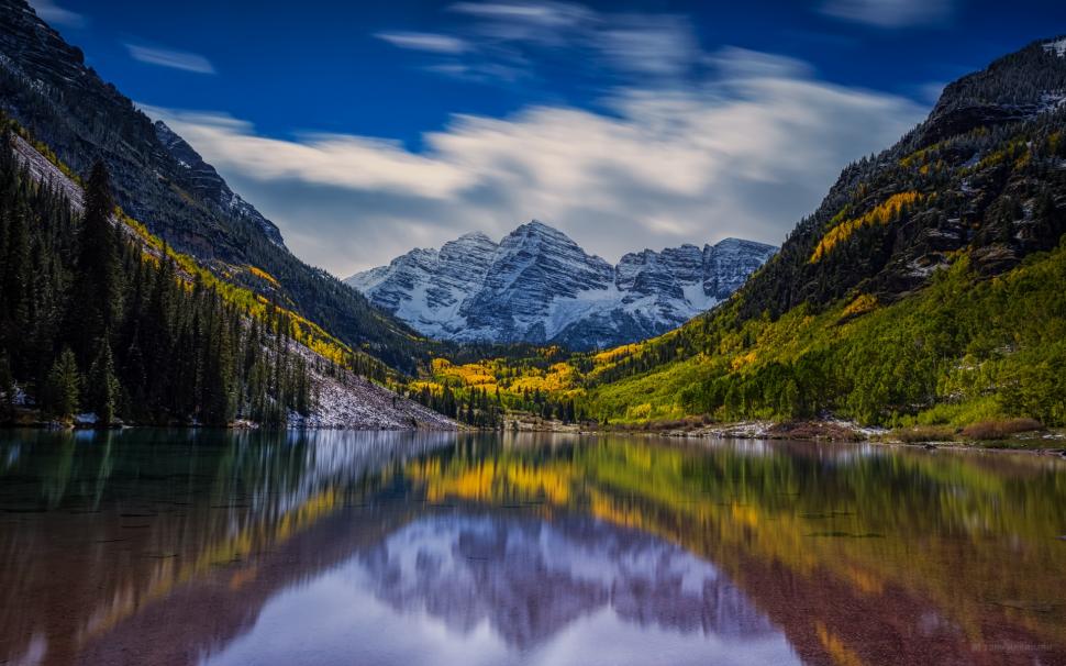 Mountain, forest, lake, reflection, quiet scenery wallpaper | nature ...