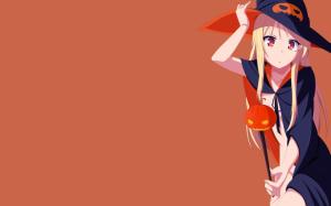 Anime Girls, Shiina Mashiro, Orange Background, Blonde, Halloween, Witch wallpaper thumb