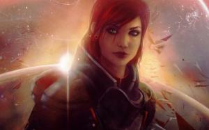 Mass Effect Redhead Starlight Drawing Face HD wallpaper thumb