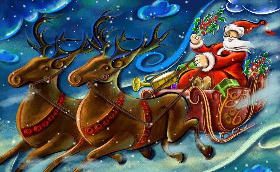 Santa claus, reindeer, sleigh, presents, christmas wallpaper,santa claus HD wallpaper,reindeer HD wallpaper,sleigh HD wallpaper,presents HD wallpaper,christmas HD wallpaper,1920x1180 wallpaper