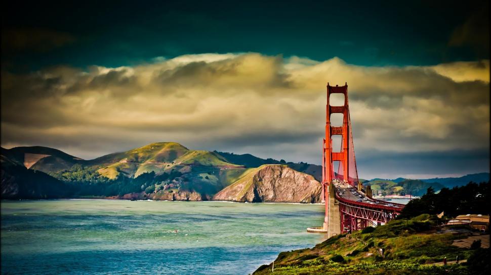 Beautiful Golden Gate Bridge Hdr wallpaper,bridge HD wallpaper,clouds HD wallpaper,nature & landscapes HD wallpaper,1920x1080 wallpaper