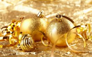 Gold ball Christmas decoration theme wallpaper thumb