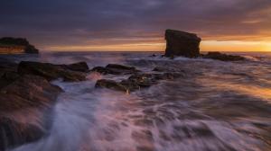 Sunset Rocks Stones Ocean HD wallpaper thumb