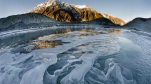Ice Winter Frozen Mountains Fisheye Lake HD wallpaper thumb