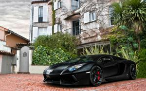 Black Lamborghini LP700-4 Aventador supercar, house wallpaper thumb