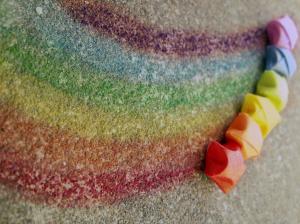 Rainbow chalk, colorful, creative, colors, lines, stars wallpaper thumb