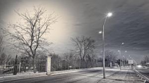 Lamp posts on the road wallpaper thumb