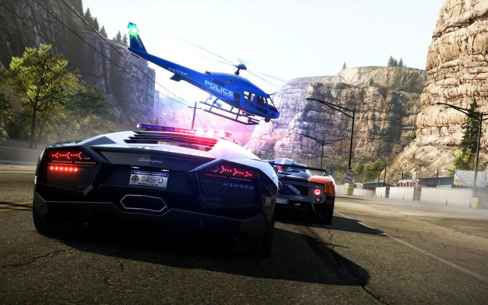 Need For Speed: Hot Pursuit wallpaper,need for speed HD wallpaper,lamborghini HD wallpaper,cop chase HD wallpaper,hot pursuit HD wallpaper,helicopter HD wallpaper,pagani HD wallpaper,games HD wallpaper,1920x1200 wallpaper