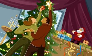 tree, star, ornament, couple, christmas, new year, gifts, santa claus wallpaper thumb
