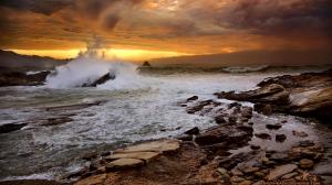 Breaking Waves On Rocky Seashore wallpaper thumb