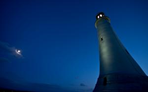Lighthouse Night Moonlight HD wallpaper thumb