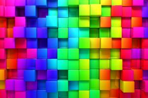 blocks, rainbow, 3d graphics, background wallpaper thumb