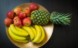 Fruits, apple, banana, pineapple, fruit dish, food, Fresh wallpaper thumb