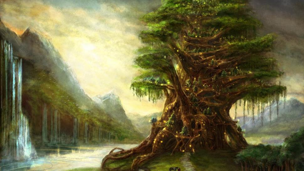 Tree Fantasy  Picture HD wallpaper,abstract wallpaper,art wallpaper,design wallpaper,fantasy wallpaper,paintbrush wallpaper,1366x768 wallpaper