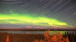 Aurora Borealis Northern Lights Stars Landscape Mountains Timelapse HD wallpaper thumb