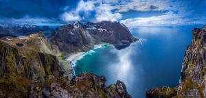 Landscape, Nature, Beach, Mountain, Sea, Island, Lofoten, Norway, Summer, Cliff, Clouds wallpaper thumb