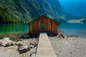 Boat house in nature wallpaper thumb