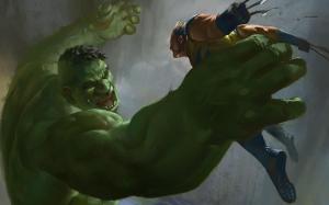 hulk, wolverine, x-men, marvel comics, art wallpaper thumb