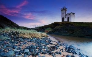 United Kingdom, Scotland, lighthouse, stream, grass wallpaper thumb