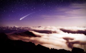 Clouds Comet Meteor Mountain Stars HD wallpaper thumb