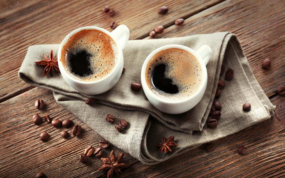 Two cups of coffee, beans wallpaper,Two HD wallpaper,Cups HD wallpaper,Coffee HD wallpaper,Beans HD wallpaper,2560x1600 wallpaper