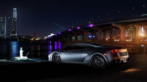 Lamborghini, night, city, bridge, desktop wallpaper thumb