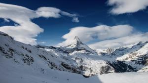 Snow, Hills, Snowy Peaks, Sky, Clouds, Winter, Nature wallpaper thumb