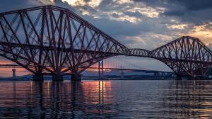 United Kingdom, Scotland, Forth bridge, river, night wallpaper thumb