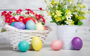 Flowers, eggs, holiday, Easter, basket wallpaper thumb