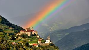 Magical Rainbow Over Mountain Castle wallpaper thumb