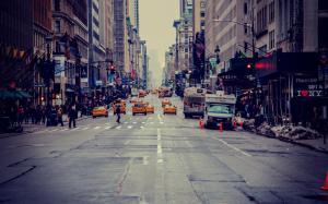 New York City, USA, skyscrapers, street, taxi, people wallpaper thumb