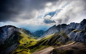 Mount Pilatus, Switzerland, mountains, valley, clouds wallpaper thumb