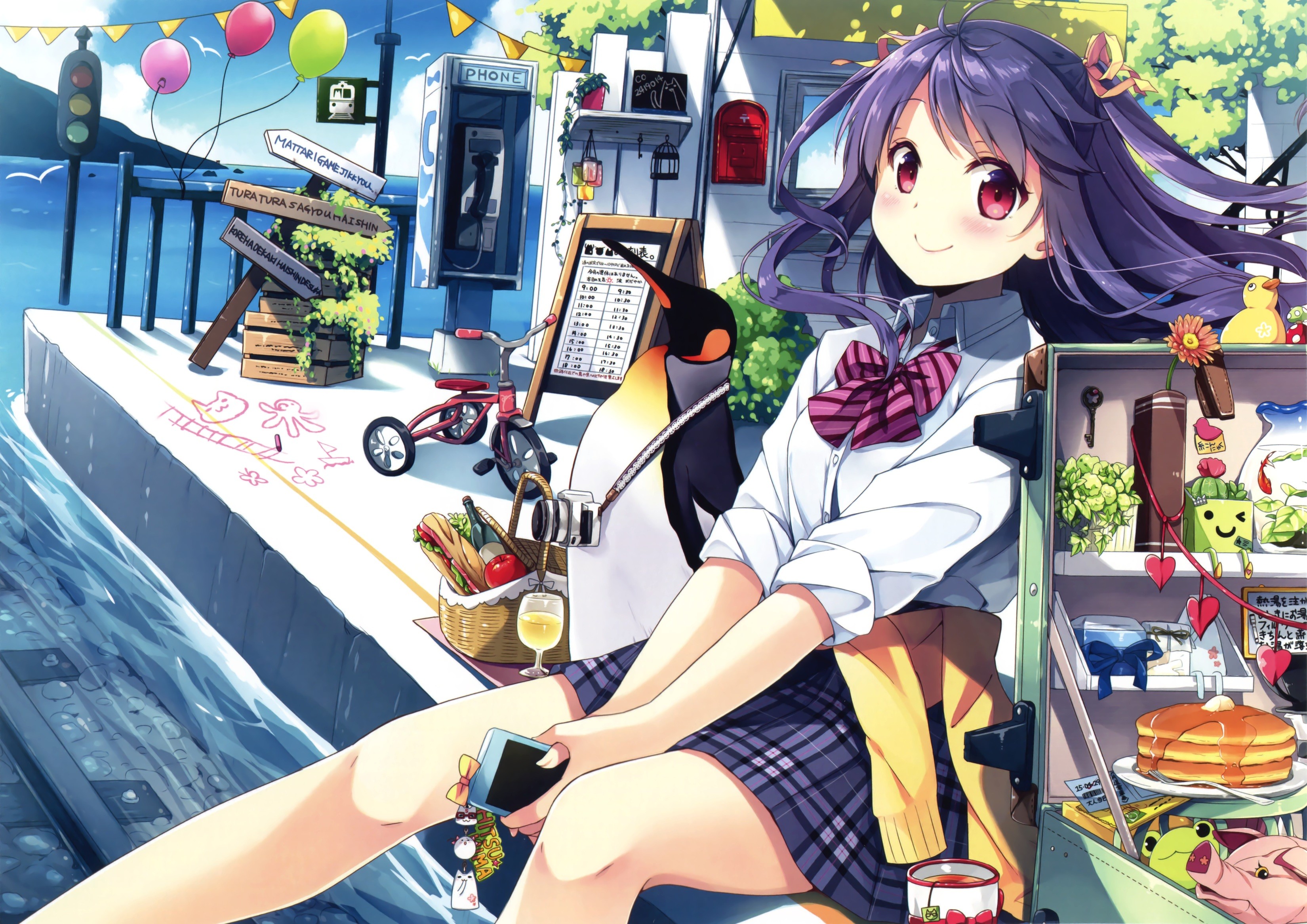 Download wallpaper 1280x1280 anime, schoolgirl, uniform 