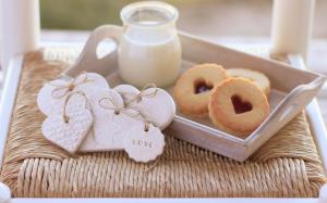Cookies Milk Hearts Love wallpaper thumb