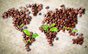 The coffee beans Creative art, world map wallpaper thumb