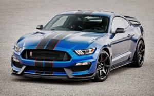 Shelby Ford Mustang GT350R blue car front view wallpaper thumb