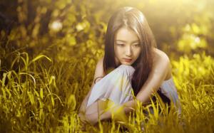 Asian, Girl, Grass, Bokeh, Model, Sunlight, Photography wallpaper thumb